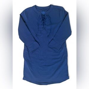 Vineyard Vines Women's Blue Lace-Up 3/4 Sleeve Dress